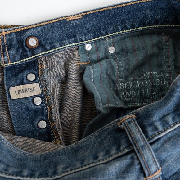 Abercrombie & Fitch Jeans 28x30 Low Rise Boot Button Fly Y2K Distressed Grunge - Picture 8 of 15
